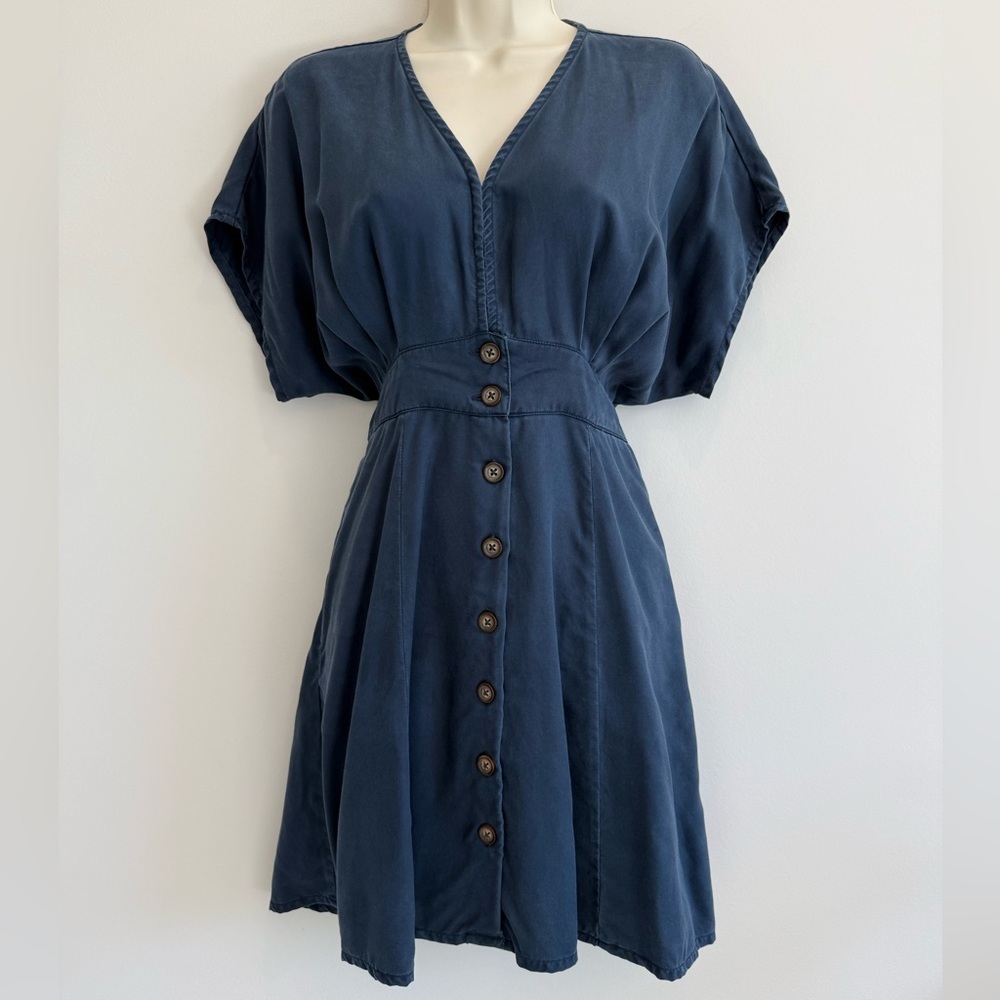 Quince Navy Blue Button-Down Dress - Picture 2 of 7